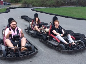 Ryan Haris, Beth Weed, and Emma Luengo at the start